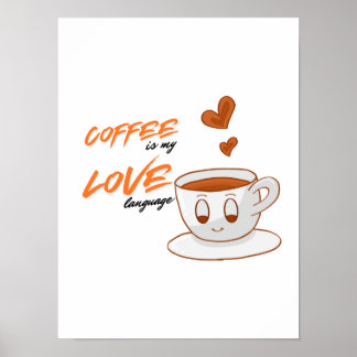 Poster Coffee Love – Cute Coffee Illustration Cafe Wall P