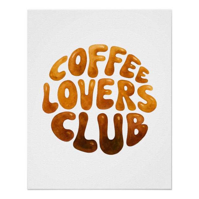 Pôster Coffee Lovers Club Wall Art, Whimsical Typography  (Frente)