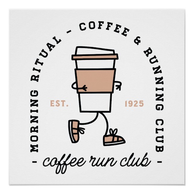 Pôster Coffee run club funny running lover aesthetic fun (Frente)