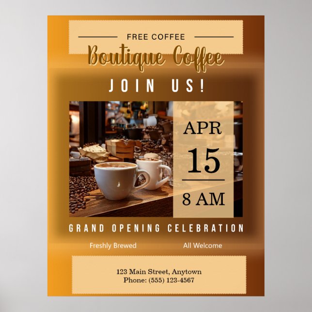 Poster Coffee Shop Grand Opening Announcement (Frente)