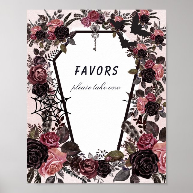 Poster Coffin Halloween Chá de fraldas Favorece Sinal (Frente)