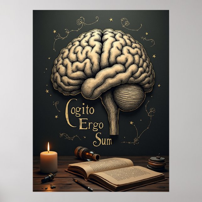 Poster Cogito Ergo Sum - Filosofia da Academia Gótica Esc (Frente)