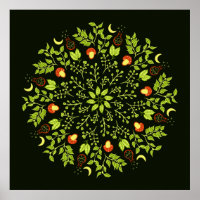Cogumelo-de-bruxa-verde deixa plantas mandala