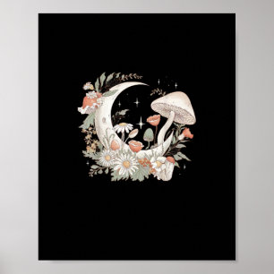 Poster Cogumelo Estético Lua Goblincore E Cottagecore
