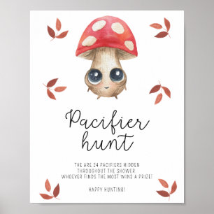 Poster Cogumelo fofo - caça ao chupeta jogo de baby showe