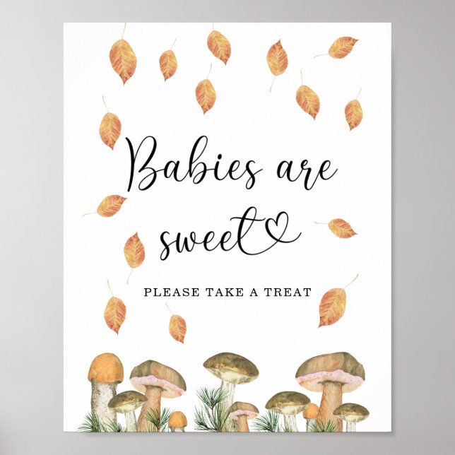 Poster cogumelo pequeno - bebês são doces (Frente)