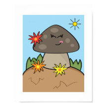 Cogumelo Sorridente Fofo | Arte Ensolarada da Flor