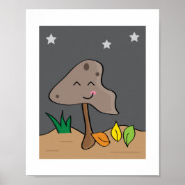 Poster Cogumelo Sorridente Fofo | Arte Florestal Estrelad