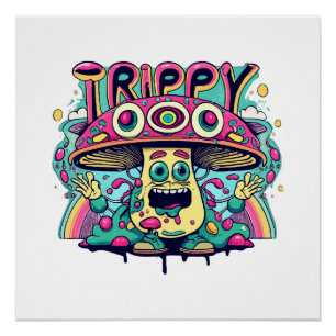 Pôster Cogumelo Trippy Feliz