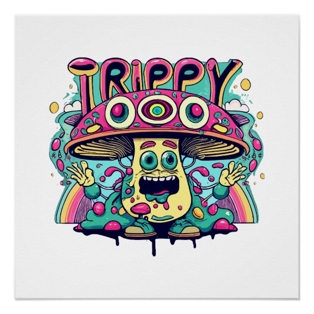 Pôster Cogumelo Trippy Feliz (Frente)