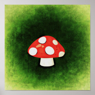 Pôster Cogumelo vermelho pequeno bonito