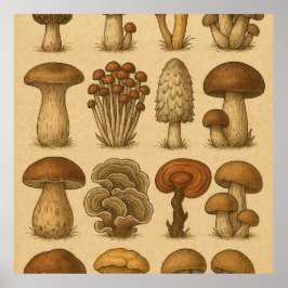 Poster Cogumelos Aproveitados Vintage