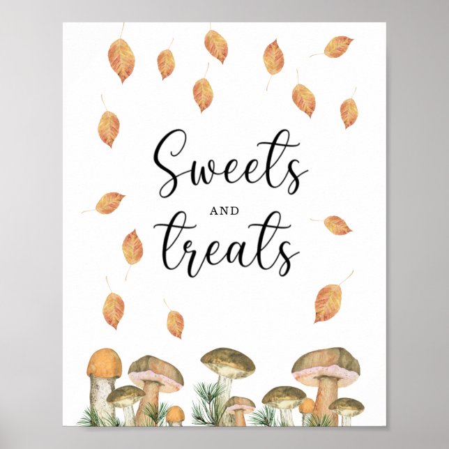 Poster Cogumelos - chá de bebê de doces e guloseimas (Frente)