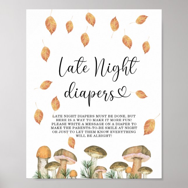 Poster Cogumelos da floresta - Jogo de fraldas tarde da n (Frente)