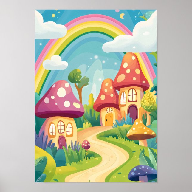 Poster Cogumelos e arco-íris 13 (Frente)