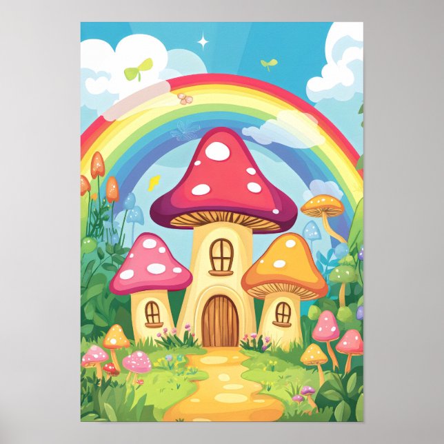 Poster Cogumelos e arco-íris 16 (Frente)