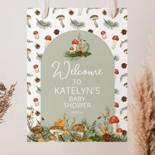 Poster Cogumelos e flores selvagens - Sinal de boas-vinda