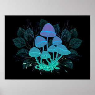 Poster Cogumelos em Arbustos