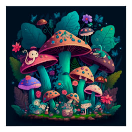 Pôster Cogumelos em campo