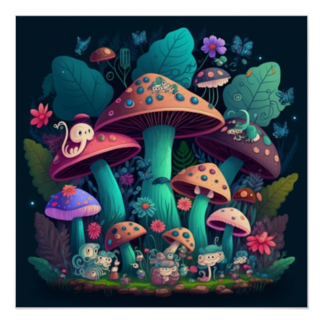 Pôster Cogumelos em campo (Frente)