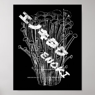 Poster Cogumelos Enoki Brancos Cartas Japoneses Comida de