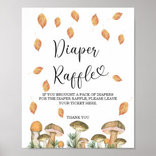 Poster Cogumelos florestais em aquarela - rifa de fraldas
