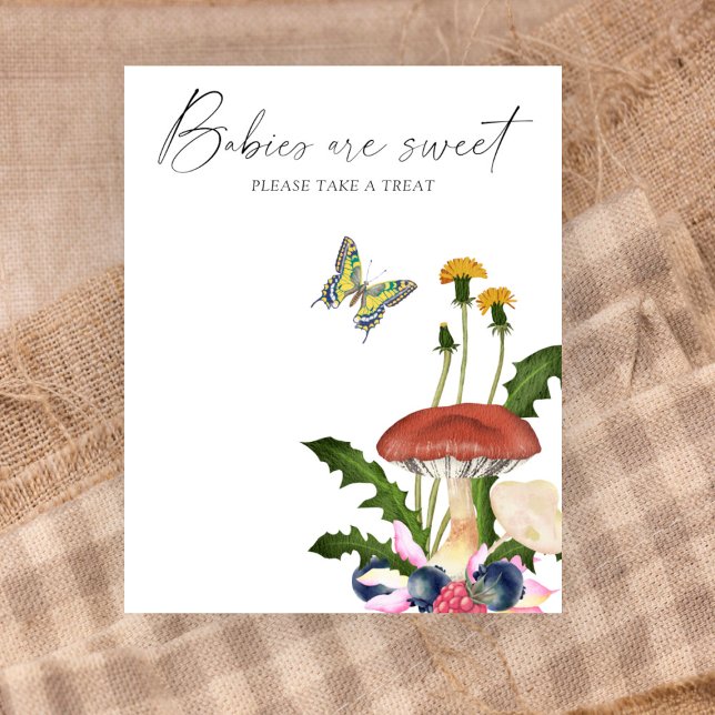 Poster Cogumelos silvestres de aquarela Bebês são doces (Criador carregado)