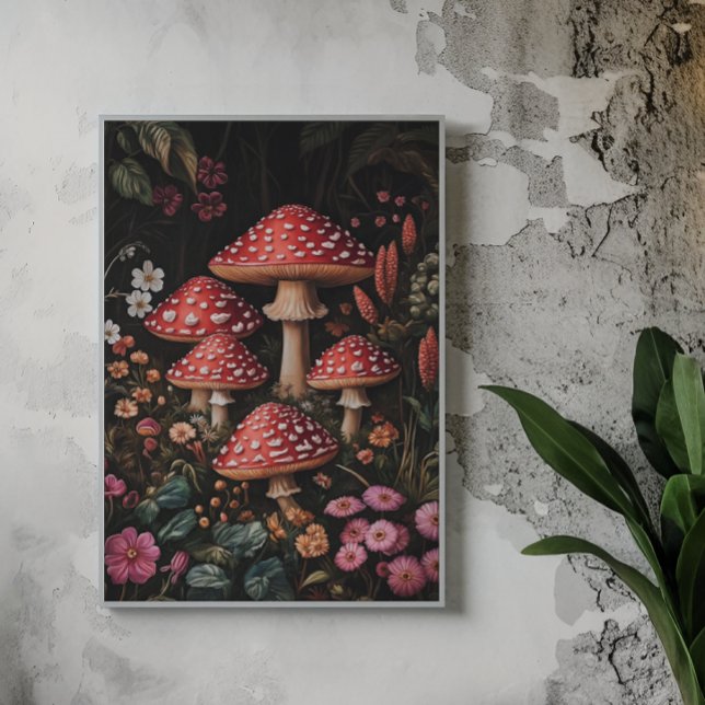 Poster Cogumelos Vermelhos em uma Floresta Fantástica (Criador carregado)
