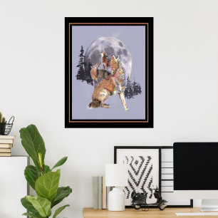 Poster Coiós Uivando Arte Animal em Aquarela Arte da Vida