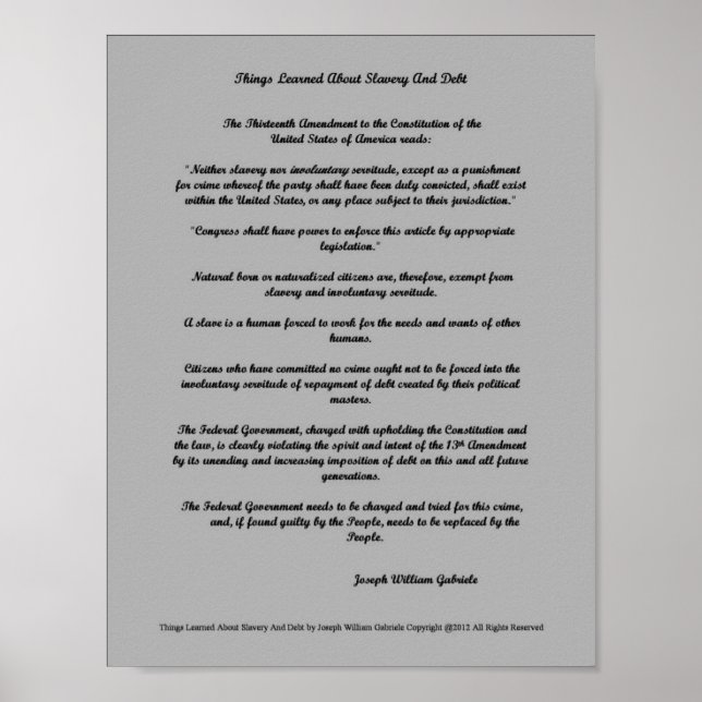 Pôster Coisas Aprenderam Escravidão E Dívida (Frente)