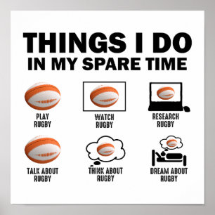 Poster Coisas Que Faço No Rugby Do Meu Tempo Livre