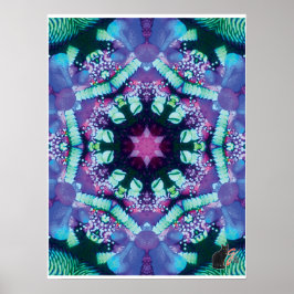 Pôster Colagem Cinética Kaleidoscópio Bleus