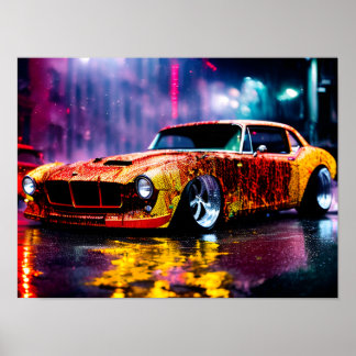 Poster Colagem colorida de carro personalizada
