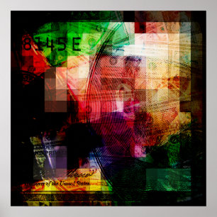 Poster Colagem Colorida de Moeda