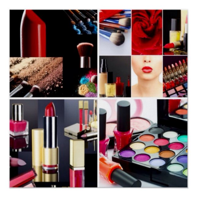 Pôster Colagem Cosmética Colorida (Frente)