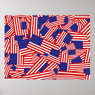 Pôster Colagem da bandeira americana