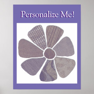 Pôster Colagem da Flor do tecido Escolha da Cor de Fundo