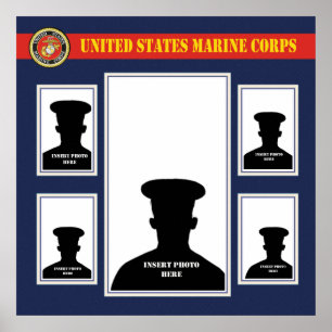 Pôster Colagem da foto do Corpo do Marines com selo do