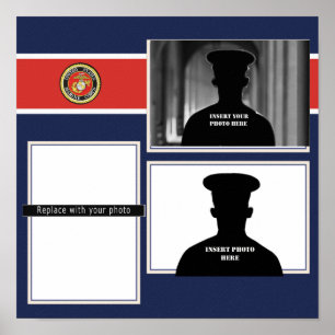 Pôster Colagem da foto do reconhecimento do selo do USMC