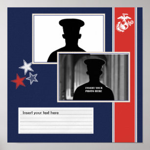 Poster Colagem da foto dos azuis de vestido do USMC