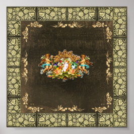 Poster Colagem da safra Retro com rendas e flores