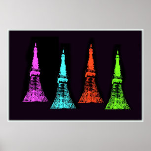 Poster Colagem da torre de Tokyo