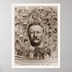 Poster Colagem Da Vida Do ursinho Roosevelt - 1923
