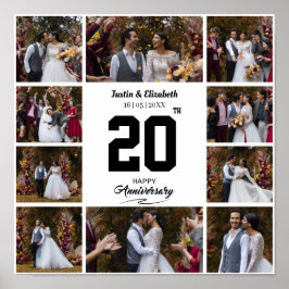 Poster Colagem de 10 Fotos de Aniversário de Casamento