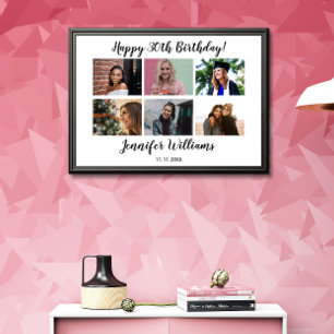 Poster Colagem de 12 Fotos Personalizadas Nome Personaliz