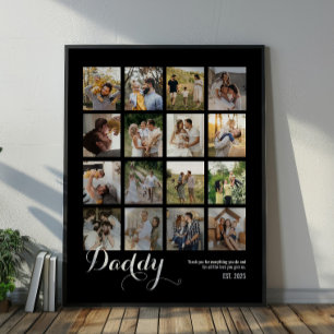 Poster Colagem de 16 Fotos em Preto e Branco para Present