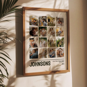 Poster Colagem de 16 Fotos Lembrança de Família Casamento