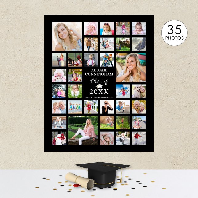 Poster Colagem de 35 Fotos de Formatura ANO DA TURMA Pret (Criador carregado)