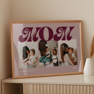 Poster Colagem de 3 Fotos Purple Retro Bold Mom
