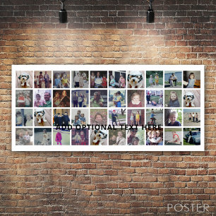 Poster Colagem de 40 Fotos - 4 Linhas 10 Colunas - Texto